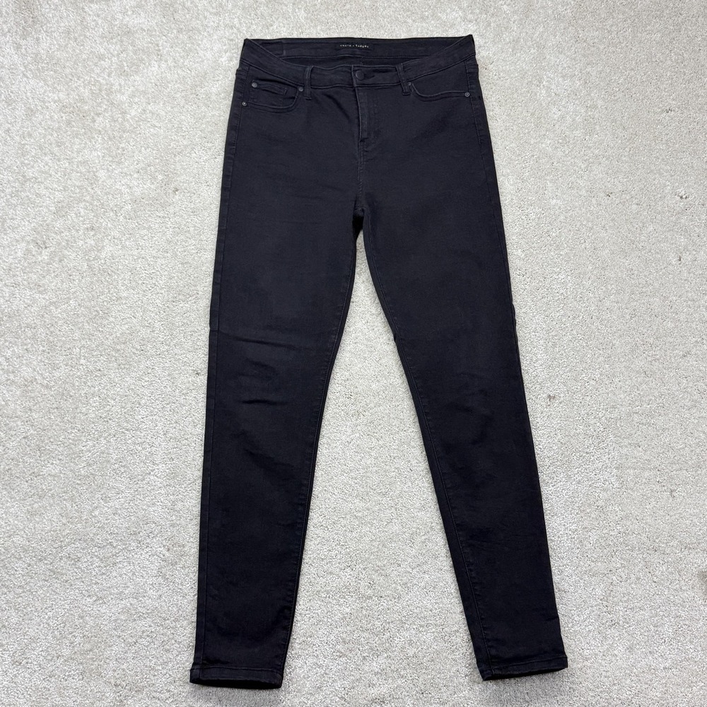 Truth + Theory Jeans Womens 10 Black Rinse Mid Rise Skinny‎ Stretch Denim Pants